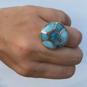 AAA Genuine LARIMAR Statement Ring - Adjustable!